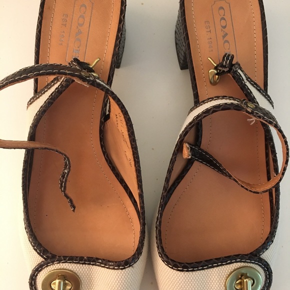 Coach Jacque Ivory & Brown Turn Lock Sling Back - Picture 6 of 7